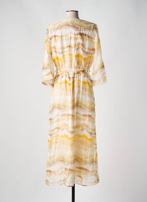Robe longue tissage crêpe manches 3/4 jaune MINIMUM femme