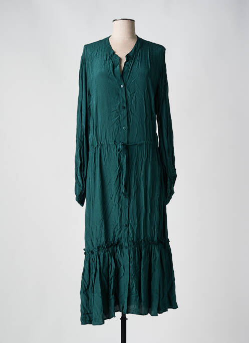 Robe longue manches longues manches longues vert MINIMUM femme
