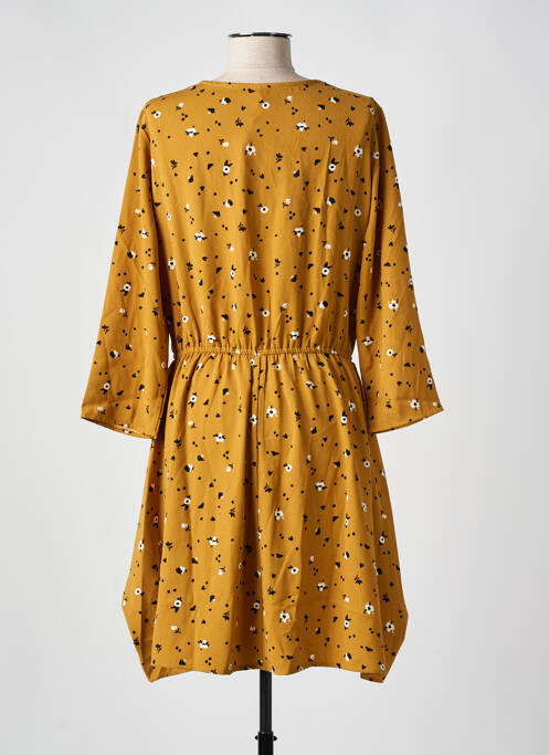 Robe mi-longue manches 3/4 manches 3/4 jaune I.CODE (By IKKS) femme