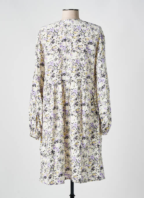 Robe mi-longue imprimé fleurs manches longues violet MINIMUM femme