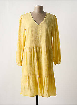 Robe mi-longue coupe évasée manches 3/4 jaune MINIMUM femme