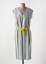 Robe mi-longue tissage crêpe manches courtes bleu LOLA ESPELETA femme