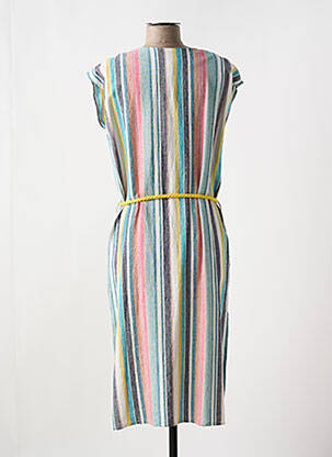 Robe mi-longue tissage crêpe manches courtes bleu LOLA ESPELETA femme