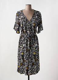 Robe mi-longue imprimé fantaisie manches courtes noir LOLA ESPELETA femme