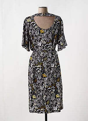 Robe mi-longue imprimé fantaisie manches courtes noir LOLA ESPELETA femme