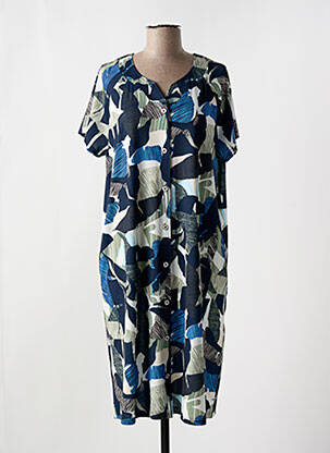 Robe mi-longue imprimé fantaisie manches courtes bleu MCM femme