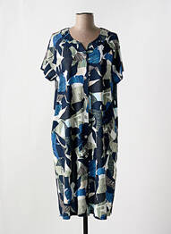 Robe mi-longue imprimé fantaisie manches courtes bleu MCM femme
