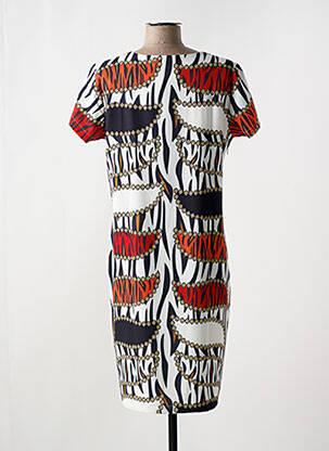 Robe mi-longue imprimé fantaisie manches courtes blanc MCM femme