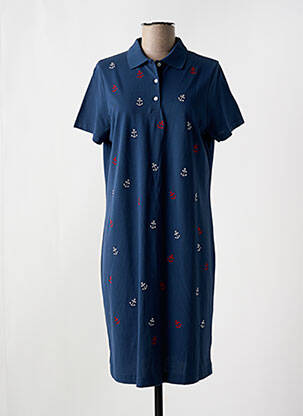 Robe mi-longue manches courtes manches courtes bleu I.ODENA femme