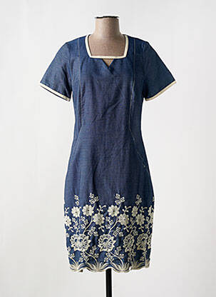 Robe mi-longue manches courtes manches courtes bleu IMPULSION femme