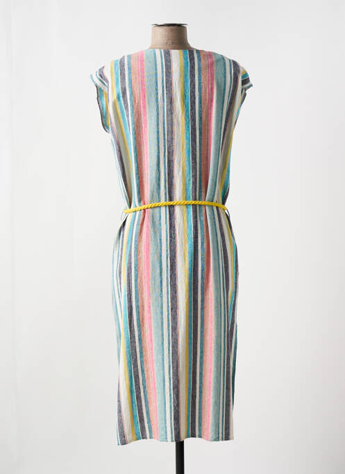 Robe mi-longue tissage crêpe manches courtes bleu LOLA ESPELETA femme