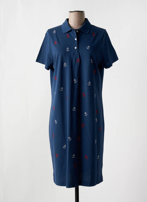 Robe mi-longue manches courtes manches courtes bleu I.ODENA femme