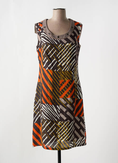 Robe mi-longue marron IMPULSION pour femme