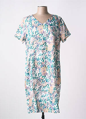 Robe mi-longue imprimé fantaisie manches courtes vert MCM femme