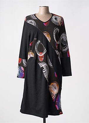 Robe mi-longue manches longues manches longues noir IMPULSION femme