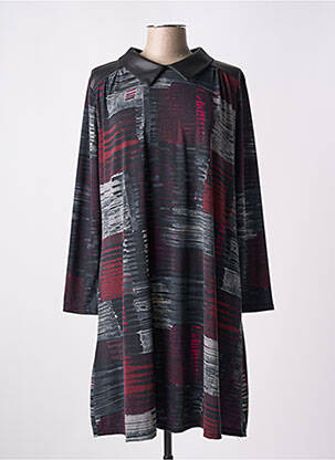 Robe mi-longue imprimé fantaisie manches longues noir VETISTYLE femme
