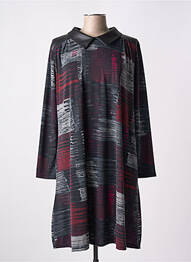 Robe mi-longue imprimé fantaisie manches longues noir VETISTYLE femme