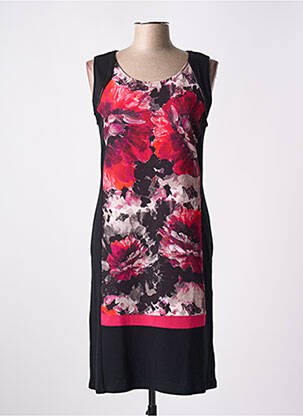 Robe mi-longue imprimé fleurs sans manche noir JULIE GUERLANDE femme