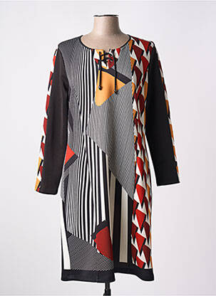 Robe mi-longue manches longues manches longues noir IMPULSION femme