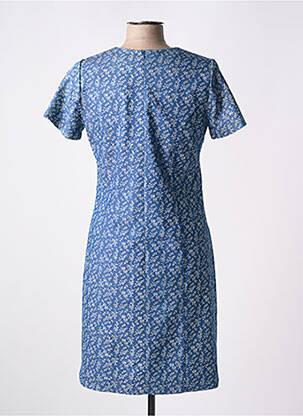 Robe mi-longue imprimé fleurs manches courtes bleu IMPULSION femme