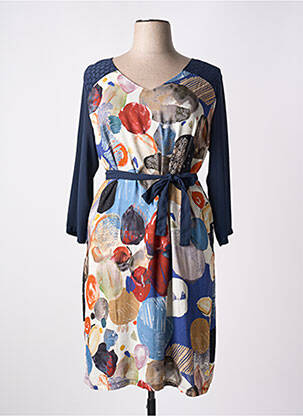 Robe mi-longue manches longues manches longues bleu ZELI femme