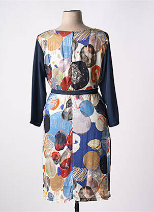 Robe mi-longue manches longues manches longues bleu ZELI femme