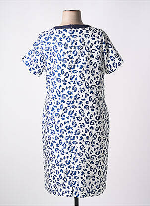Robe mi-longue tissage crêpe manches courtes bleu IMPULSION femme