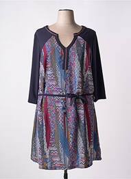 Robe mi-longue imprimé fleurs manches 3/4 bleu ZELI femme