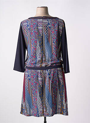 Robe mi-longue imprimé fleurs manches 3/4 bleu ZELI femme