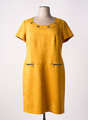 Robe mi-longue manches courtes manches courtes jaune RENATTO BENE femme