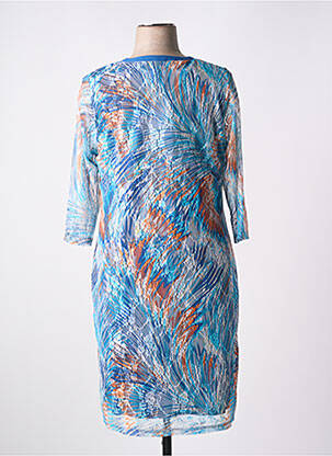 Robe mi-longue coupe fluide manches 3/4 bleu IMPULSION femme