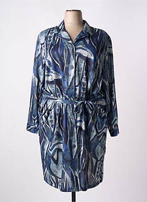 Robe mi-longue imprimé fantaisie manches longues bleu OMC femme