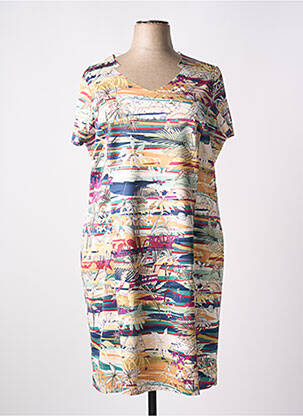 Robe mi-longue manches courtes manches courtes beige IMPULSION femme