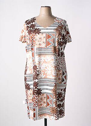 Robe mi-longue manches courtes manches courtes beige IMPULSION femme