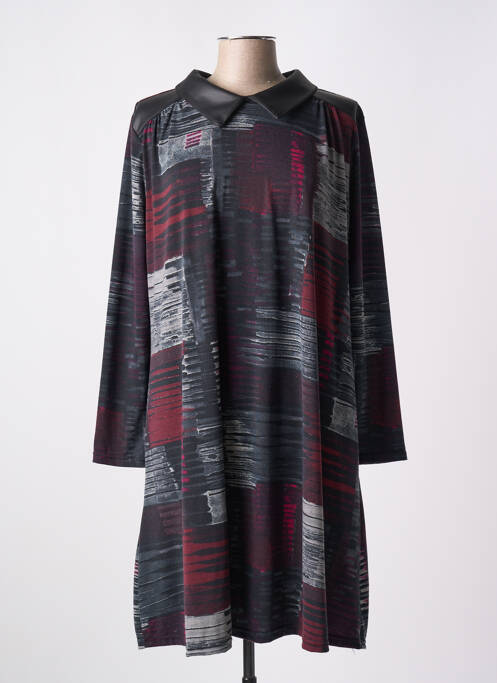 Robe mi-longue imprimé fantaisie manches longues noir VETISTYLE femme