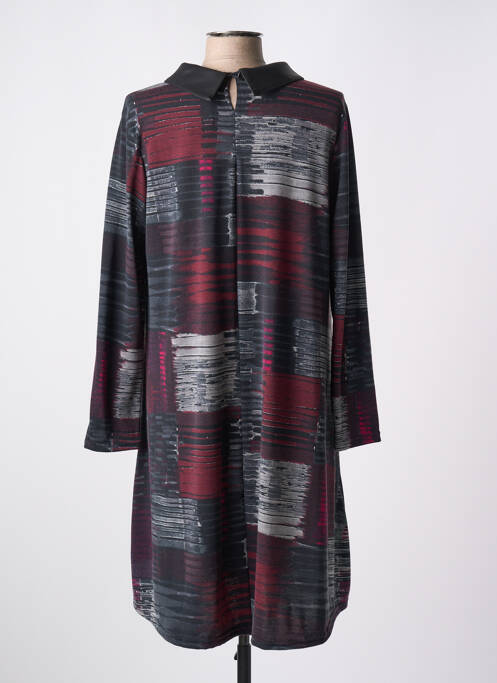Robe mi-longue imprimé fantaisie manches longues noir VETISTYLE femme