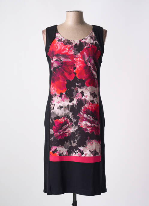 Robe mi-longue imprimé fleurs sans manche noir JULIE GUERLANDE femme