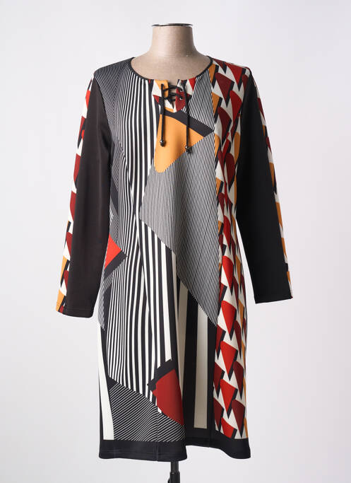 Robe mi-longue manches longues manches longues noir IMPULSION femme