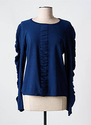 Pull coupe cintrée manches longues bleu OMC femme