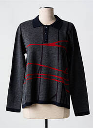 Pull tissage chiné manches longues bleu OMC femme