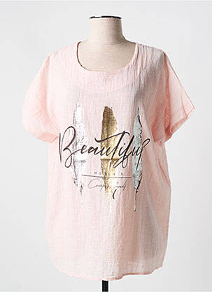Blouse col rond manches courtes rose COULEURS DU TEMPS femme