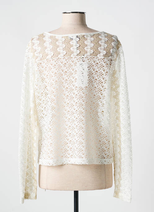 Gilet manches longues fermeture boutonnée sur le devant blanc MERI & ESCA femme