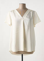 Top coupe fluide manches courtes beige RENATTO BENE femme