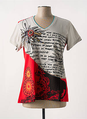 T-shirt imprimé fantaisie manches courtes rouge S.QUISE femme