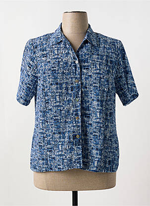 Chemisier coupe cintrée manches courtes bleu OMC femme