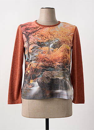 Pull coupe cintrée manches longues orange OMC femme