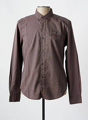 Chemise manches longues poches poitrine marron TBS homme