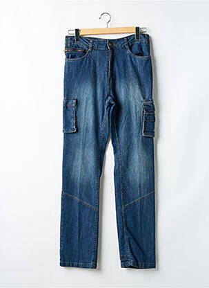 Jeans coupe droite fermeture zippée sous rabat boutonné bleu LMA homme