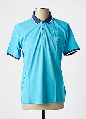 Polo tissage jersey manches courtes bleu DELAHAYE homme