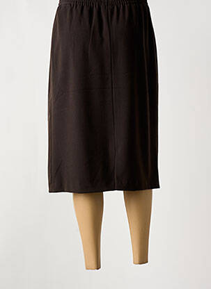 Jupe mi-longue coupe droite marron IMPULSION femme